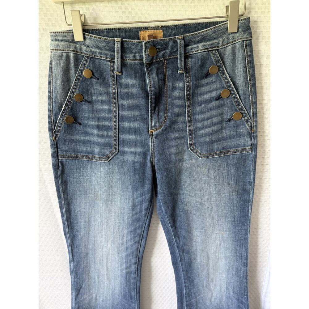 Driftwood Farrah Sailor Flare Jeans Blue Medium Wash Button Front High Rise 27 - Picture 5 of 12